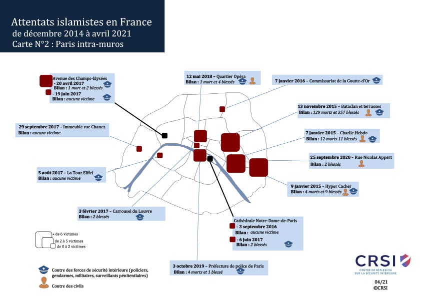 Carte des attentats Paris