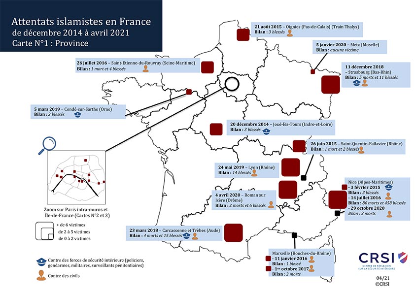 Carte des attentats province